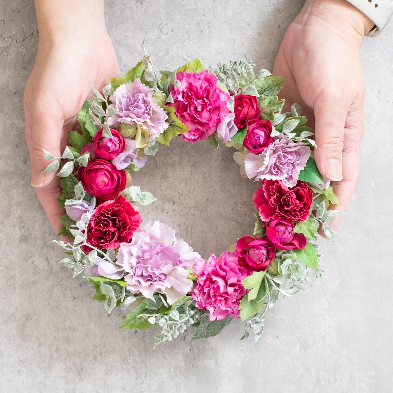 【母の日】カーネーションのリース【直径約22㎝】 | 2枚目